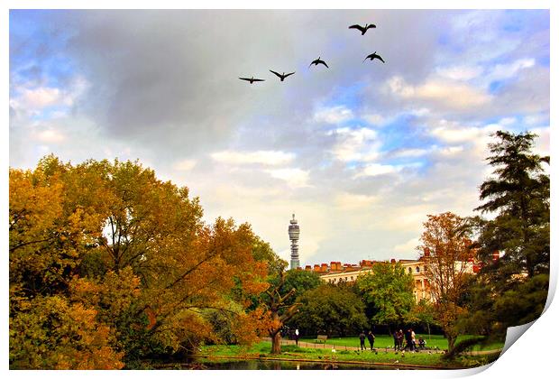 Enchanting Autumnal Serenity, Regents Park Print by Andy Evans Photos