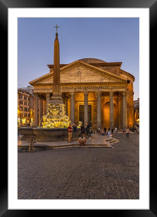 Pantheon Temple at Dusk In Rome Framed Mounted Print by Artur Bogacki