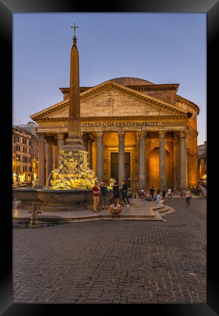 Pantheon Temple at Dusk In Rome Framed Print by Artur Bogacki