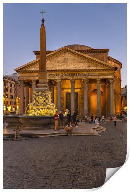 Pantheon Temple at Dusk In Rome Print by Artur Bogacki