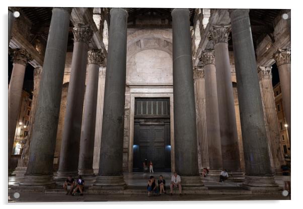 Columns Of Pantheon Portico At Night Acrylic by Artur Bogacki