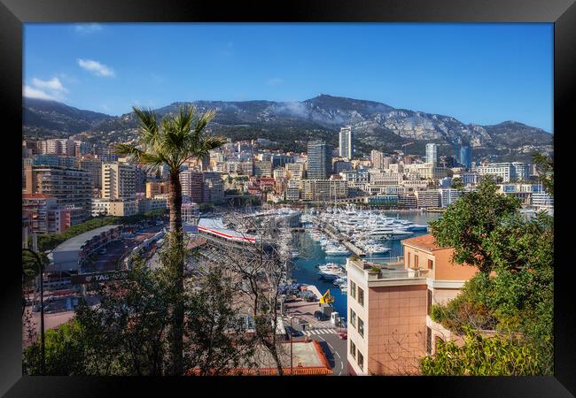 Principality Of Monaco Coastal Cityscape Framed Print by Artur Bogacki
