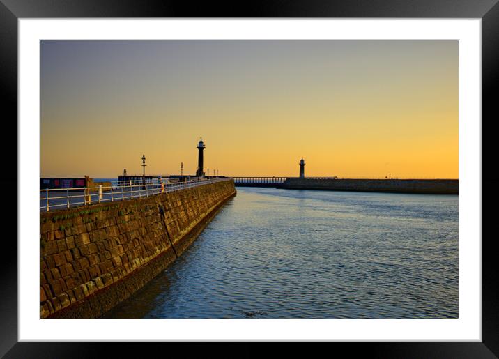 Whitby Piers Sunrise Framed Mounted Print by Steve Smith