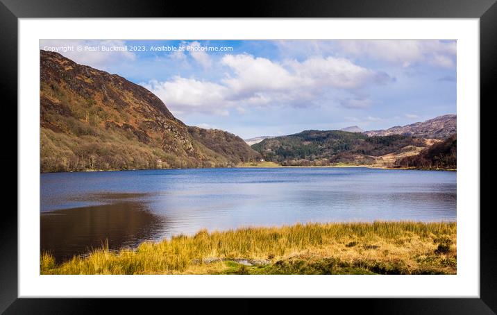 Llyn Dinas Lake Snowdonia Wales pano Framed Mounted Print by Pearl Bucknall