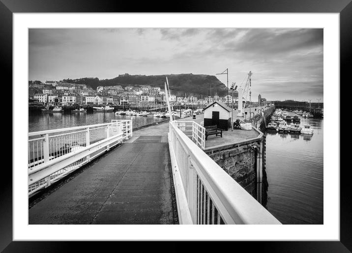 Scarborough Harbour Black and White Framed Mounted Print by Tim Hill