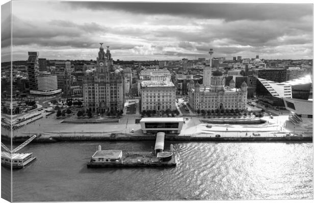 Liverpool Waterfront Mono Canvas Print by Apollo Aerial Photography