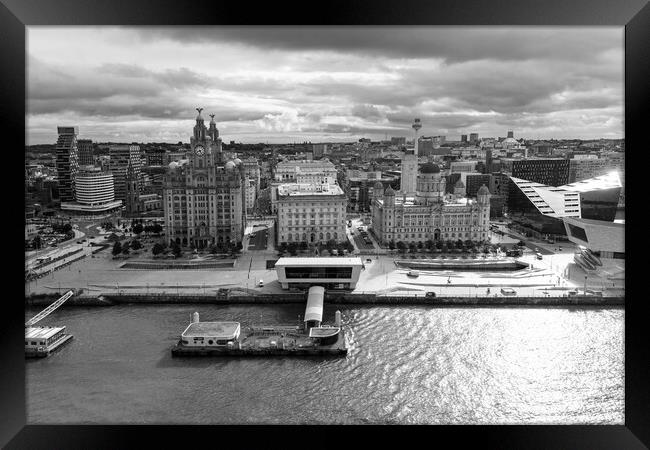 Liverpool Waterfront Mono Framed Print by Apollo Aerial Photography