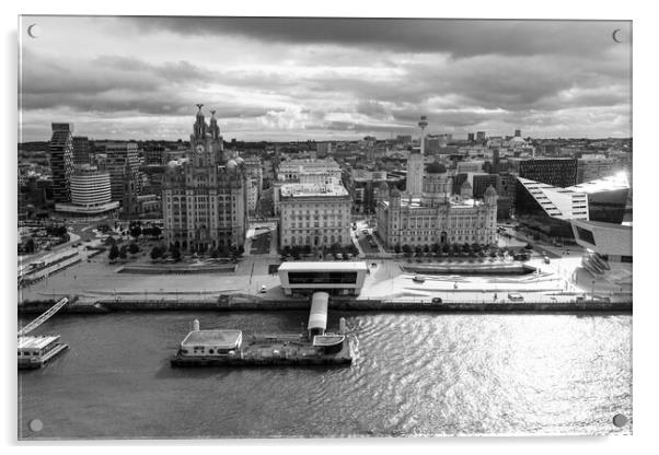 Liverpool Waterfront Mono Acrylic by Apollo Aerial Photography