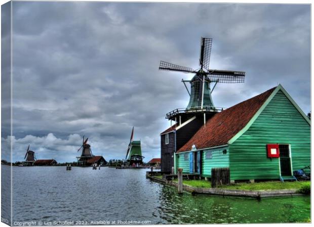 Windmills Canvas Print by Les Schofield