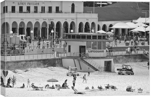 Bondi beach lifeguard station (b&w) Canvas Print by Allan Durward Photography