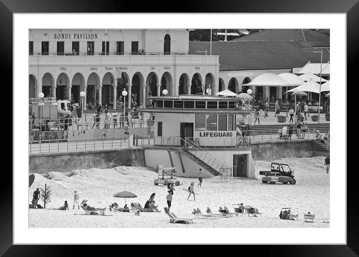 Bondi beach lifeguard station (b&w) Framed Mounted Print by Allan Durward Photography