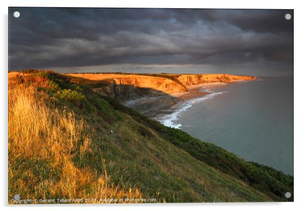 Looking towards Nash Point from Southerndown, Glamorgan Heritage Coast, South Wales, UK Acrylic by Geraint Tellem ARPS