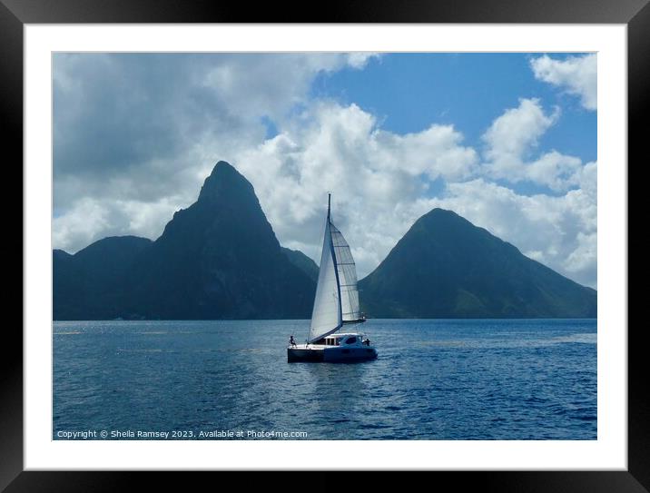 Pitons St Lucia Framed Mounted Print by Sheila Ramsey