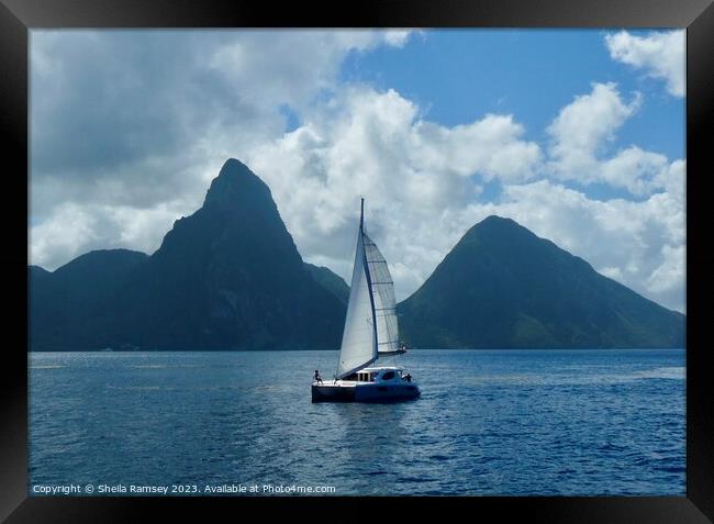 Pitons St Lucia Framed Print by Sheila Ramsey