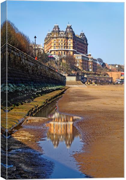 Scarborough Beach and Grand Hotel, North Yorkshire Canvas Print by Darren Galpin