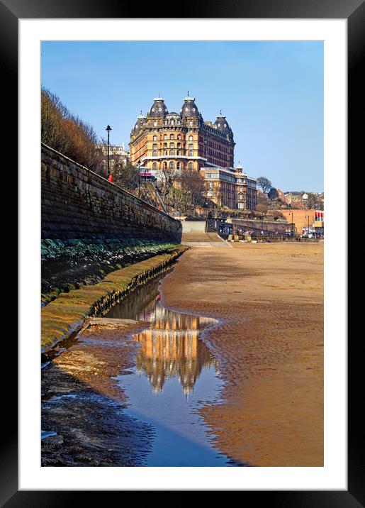 Scarborough Beach and Grand Hotel, North Yorkshire Framed Mounted Print by Darren Galpin