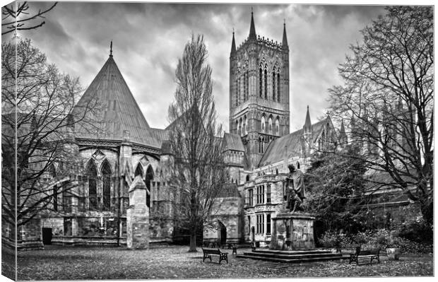 Lincoln Cathedral and Tennyson Statue Canvas Print by Darren Galpin