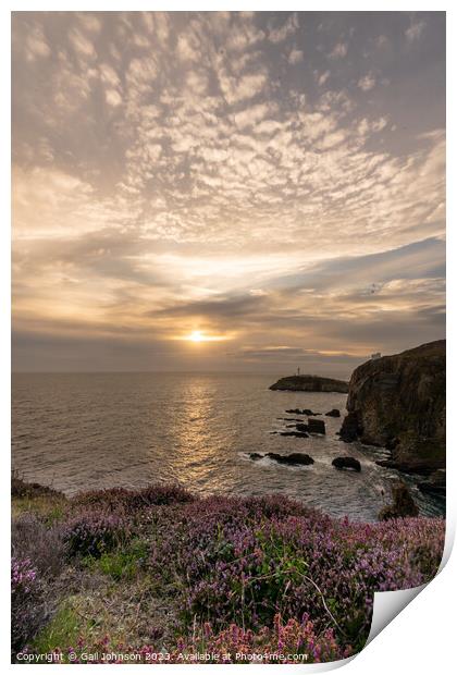 South Stack Lighthouse at sunset  Print by Gail Johnson