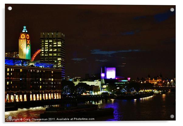 Night time in London Acrylic by Craig Cheeseman