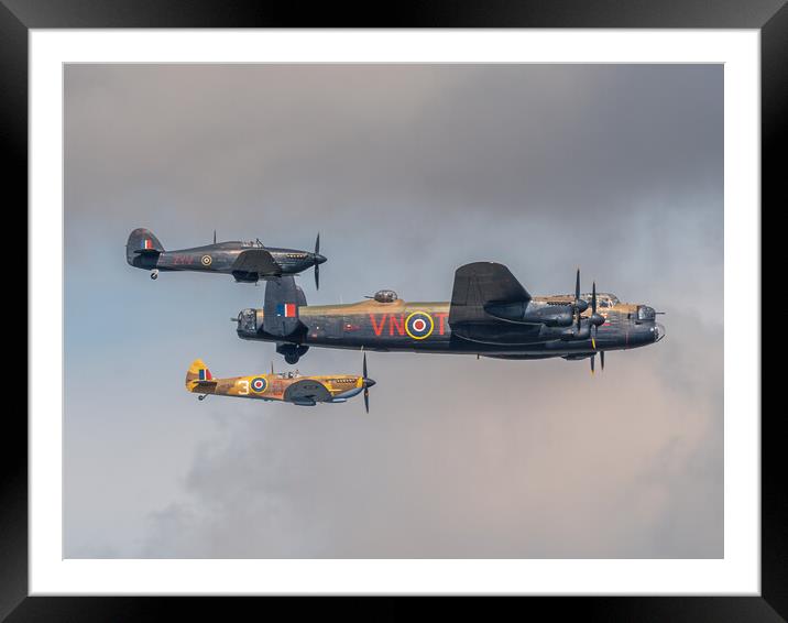 BBMF Lancaster, Spitfire and Hurricane Framed Mounted Print by Andrew Scott