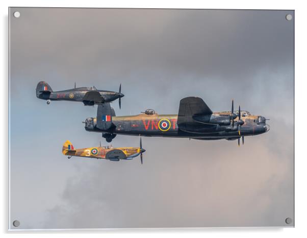 BBMF Lancaster, Spitfire and Hurricane Acrylic by Andrew Scott