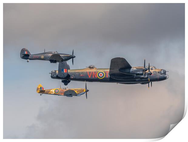 BBMF Lancaster, Spitfire and Hurricane Print by Andrew Scott