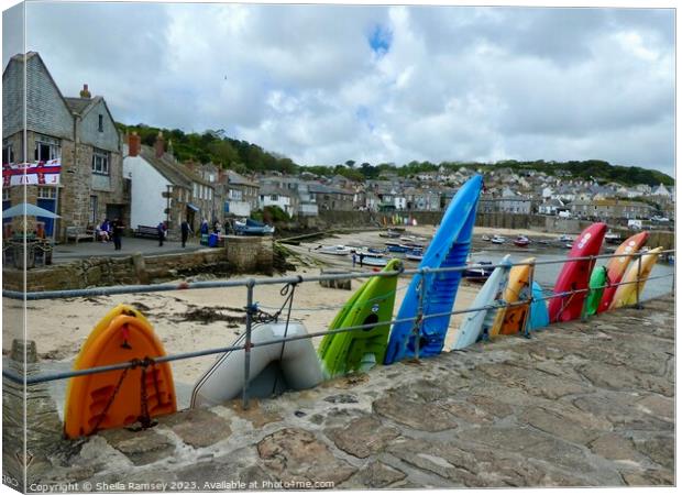 Surfboards At Mousehole Canvas Print by Sheila Ramsey