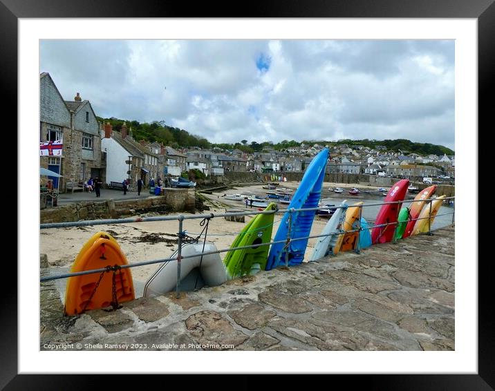Surfboards At Mousehole Framed Mounted Print by Sheila Ramsey