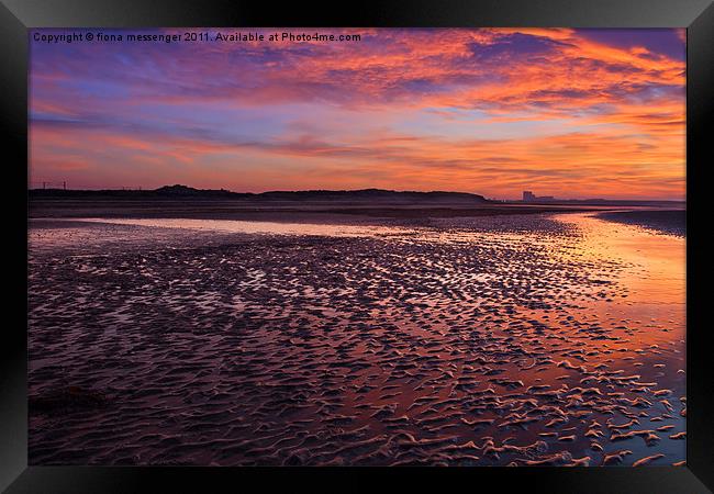 Skyfire Beach Sunrise Framed Print by Fiona Messenger
