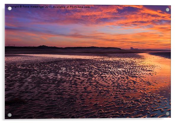 Skyfire Beach Sunrise Acrylic by Fiona Messenger