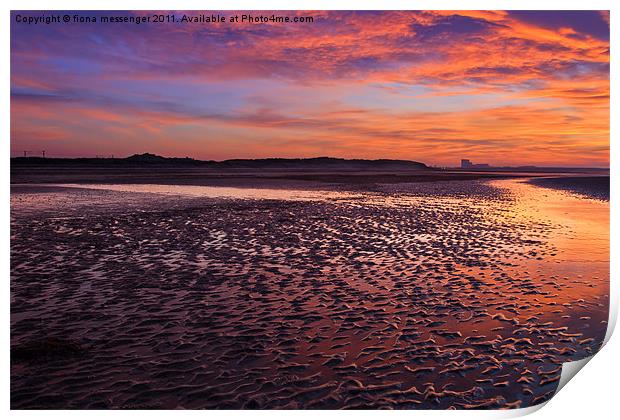 Skyfire Beach Sunrise Print by Fiona Messenger