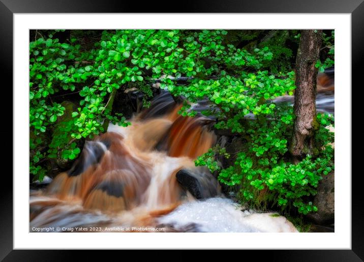 Padley Gorge Waterfall Rapids. Framed Mounted Print by Craig Yates