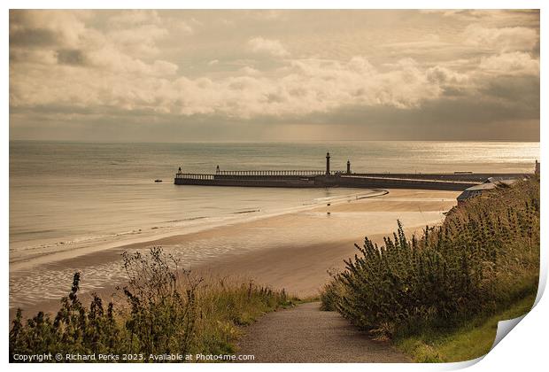 Whitby Piers Print by Richard Perks