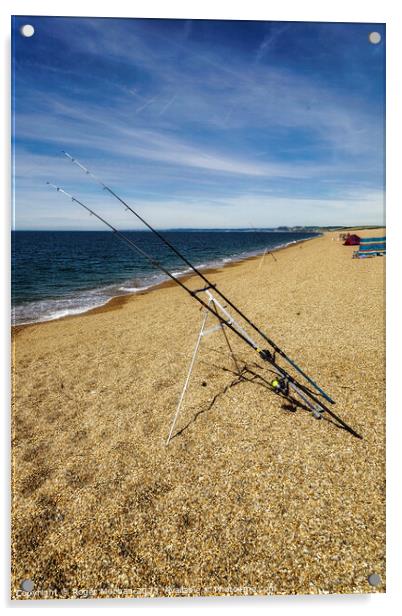 Gone fishing in Dorset Acrylic by Roger Mechan