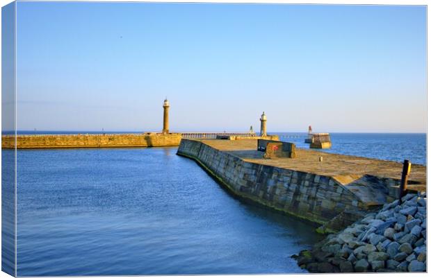 Piers At Whitby Canvas Print by Steve Smith