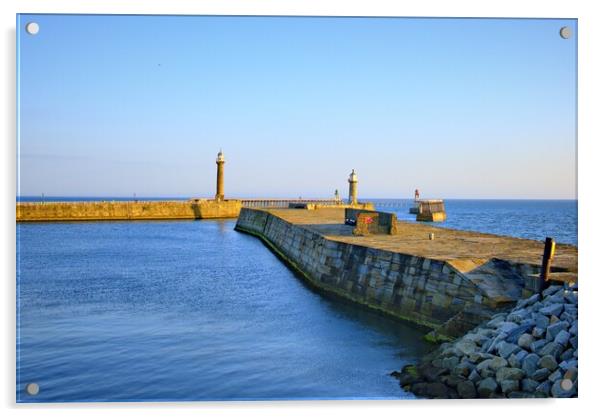 Piers At Whitby Acrylic by Steve Smith