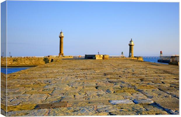 West and East Piers Whitby Canvas Print by Steve Smith