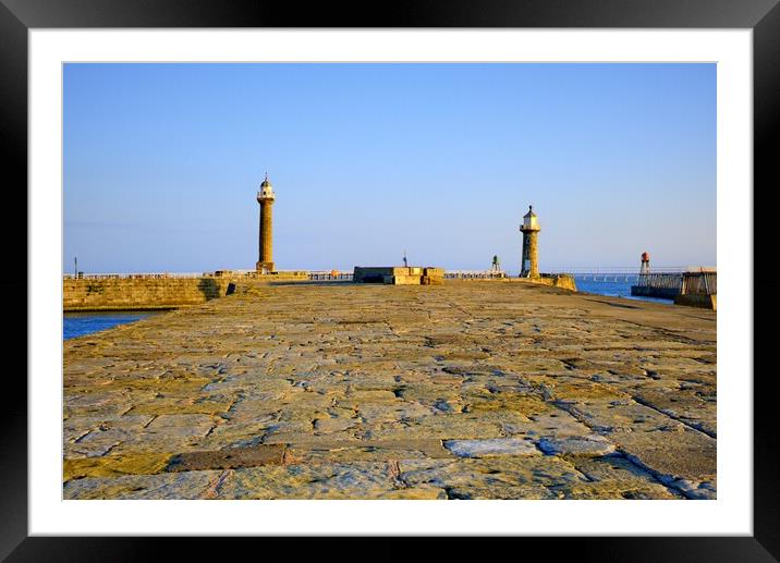 West and East Piers Whitby Framed Mounted Print by Steve Smith