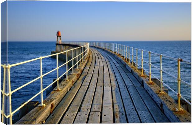 Whitby East Pier Canvas Print by Steve Smith