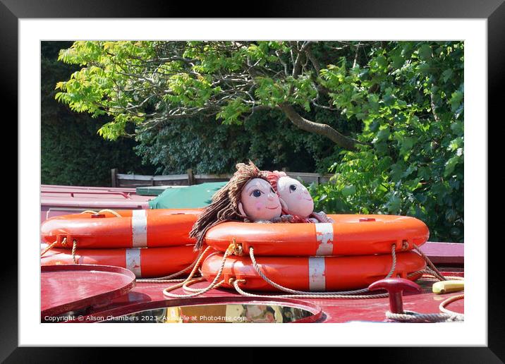 Rosie and Jim on the Skipton Canal Framed Mounted Print by Alison Chambers