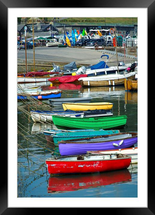 Lyme Regis Boats Framed Mounted Print by Alison Chambers