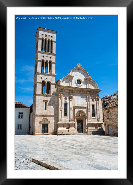 Cathedral of St Stephen in Hvar town, Croatia Framed Mounted Print by Angus McComiskey