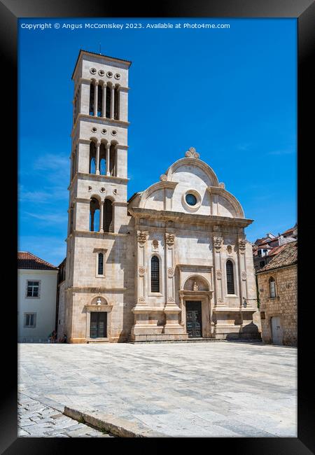 Cathedral of St Stephen in Hvar town, Croatia Framed Print by Angus McComiskey