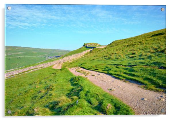 Walking To Malham Acrylic by Steve Smith