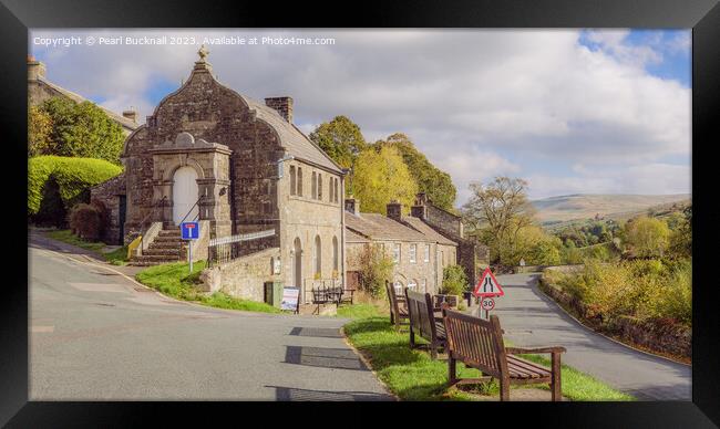 Muker Village Swaledale Yorkshire Dales pano Framed Print by Pearl Bucknall