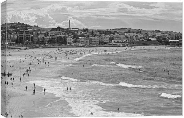 Bondi beach, Sydney Australia (black and white) Canvas Print by Allan Durward Photography