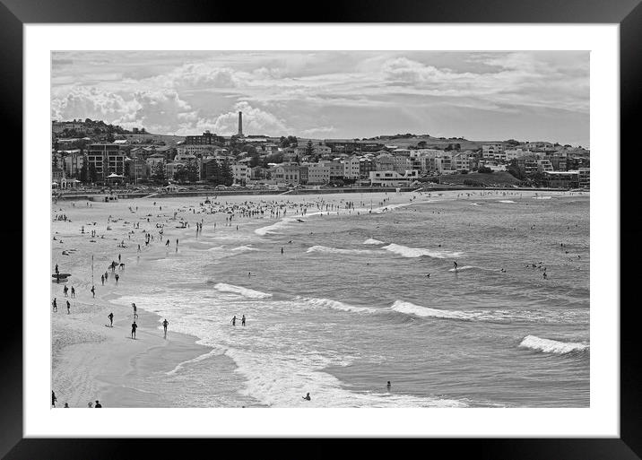 Bondi beach, Sydney Australia (black and white) Framed Mounted Print by Allan Durward Photography
