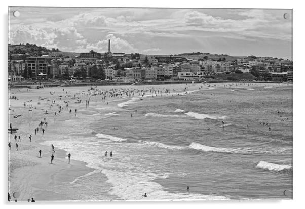 Bondi beach, Sydney Australia (black and white) Acrylic by Allan Durward Photography