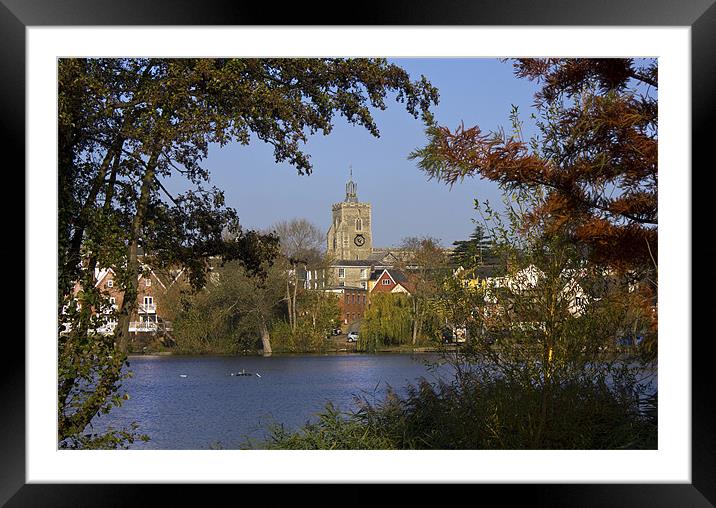 Diss Mere and Church Framed Mounted Print by Darren Burroughs