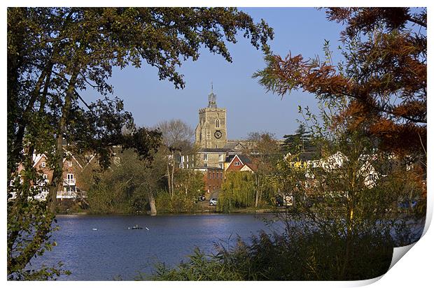 Diss Mere and Church Print by Darren Burroughs